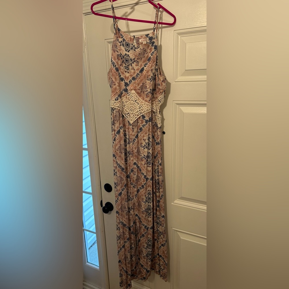 Xhilaration Womens Pink Floral Dress with cutouts Large